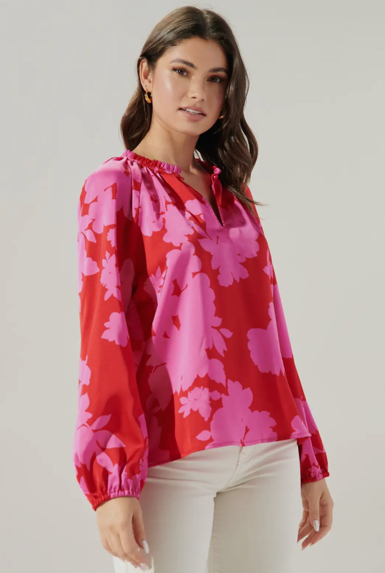 Split Neck Satin Blouse