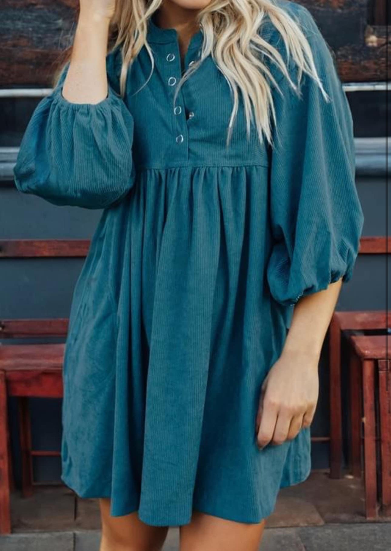 Corduroy 3/4 Sleeve Dress