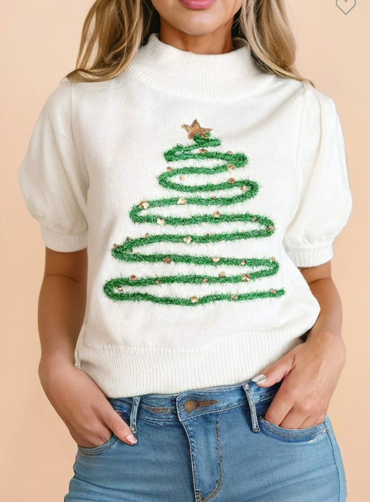 Tinsel Christmas Tree Sweater