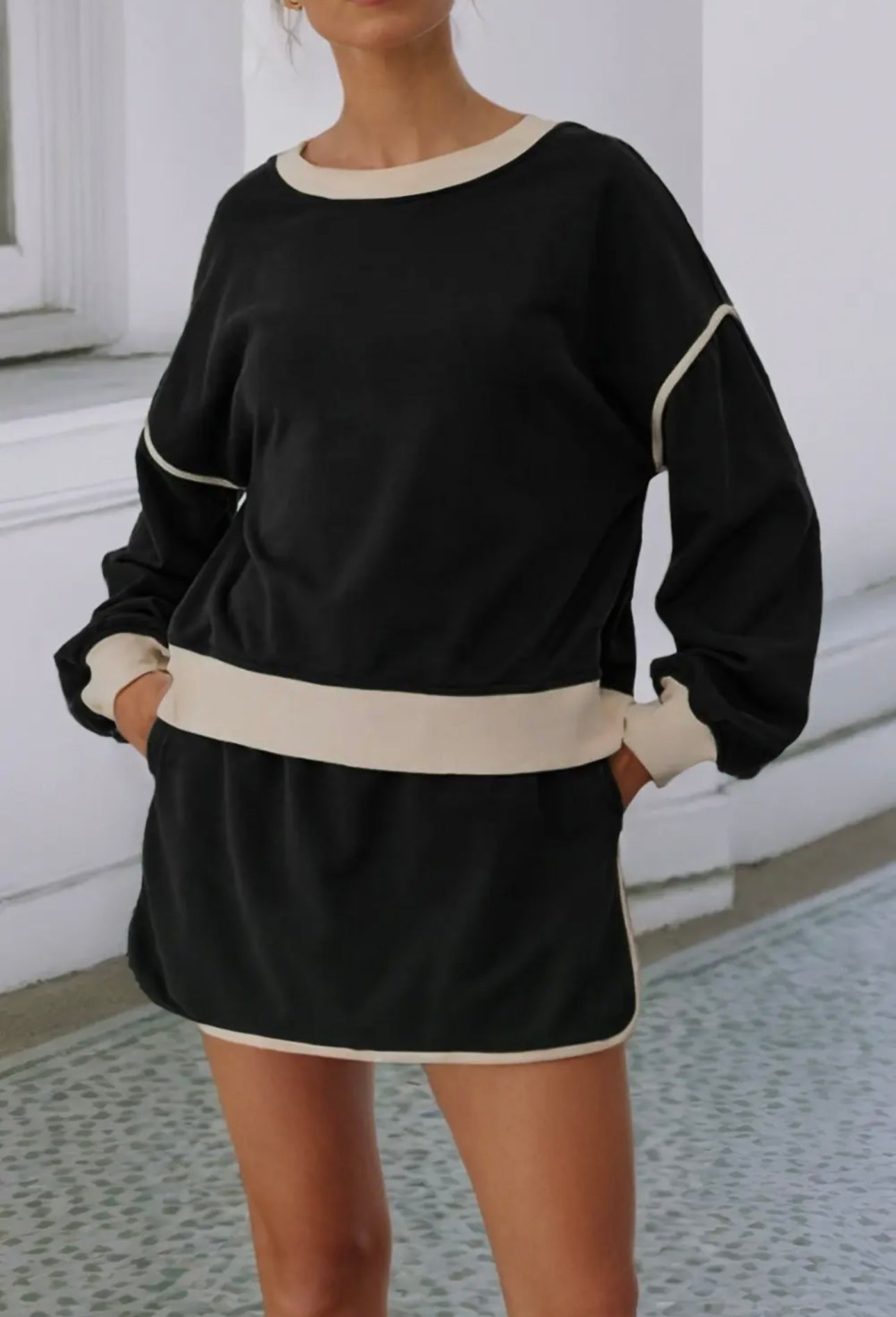 Pullover and Skirt Set in Black