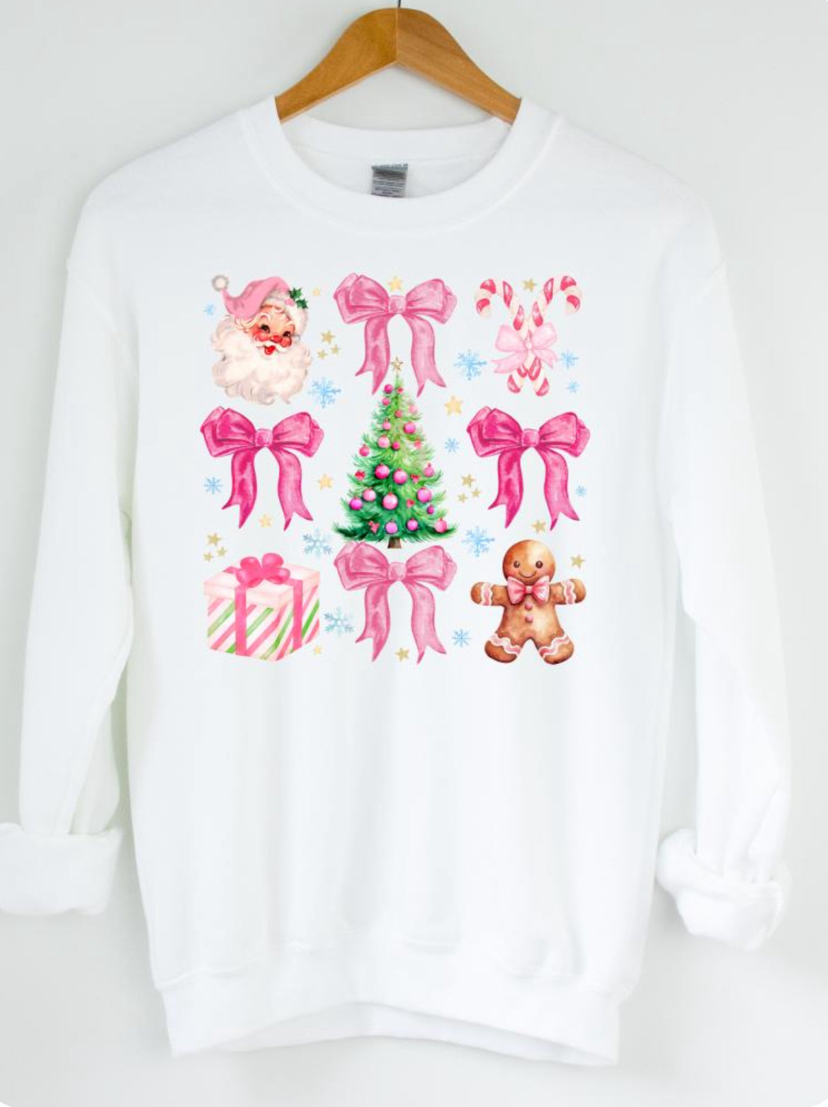 Pink Bow Santa Sweatshirt