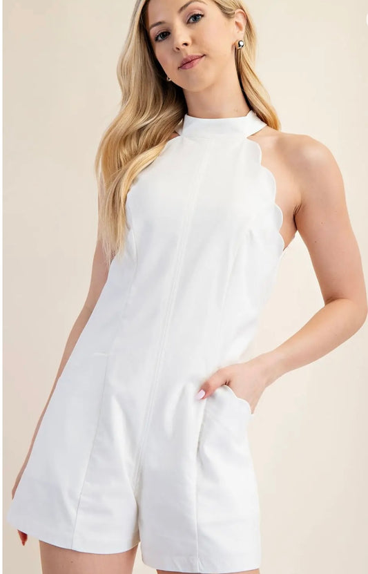 White Scalloped Romper