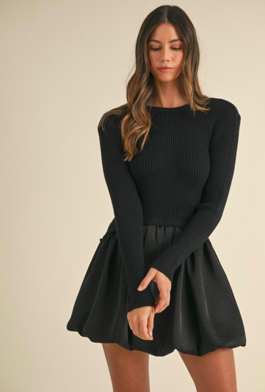 Ribbed Bubble Sweater Dress