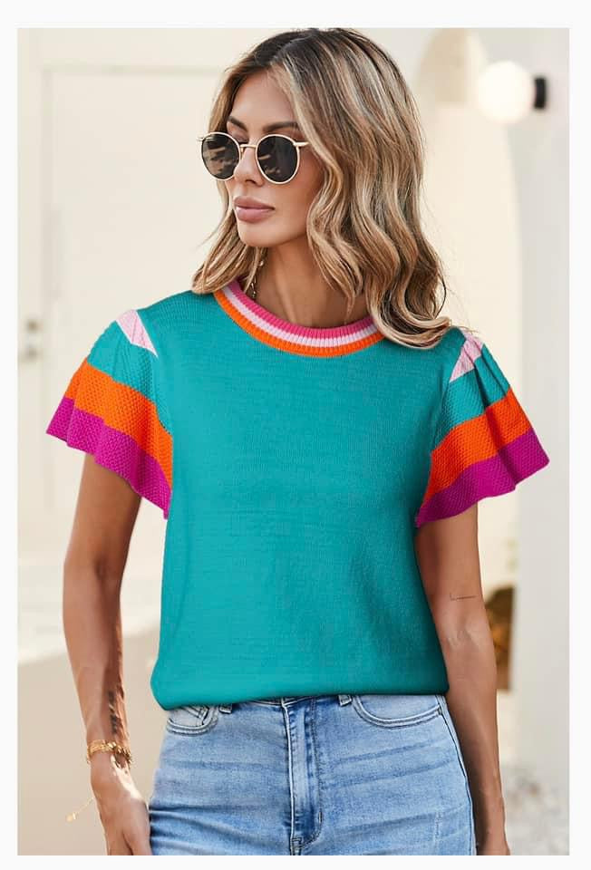 Knitted Color Block Top