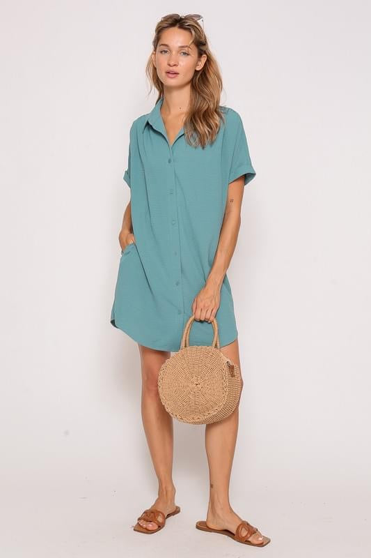 Teal Shirt Dress