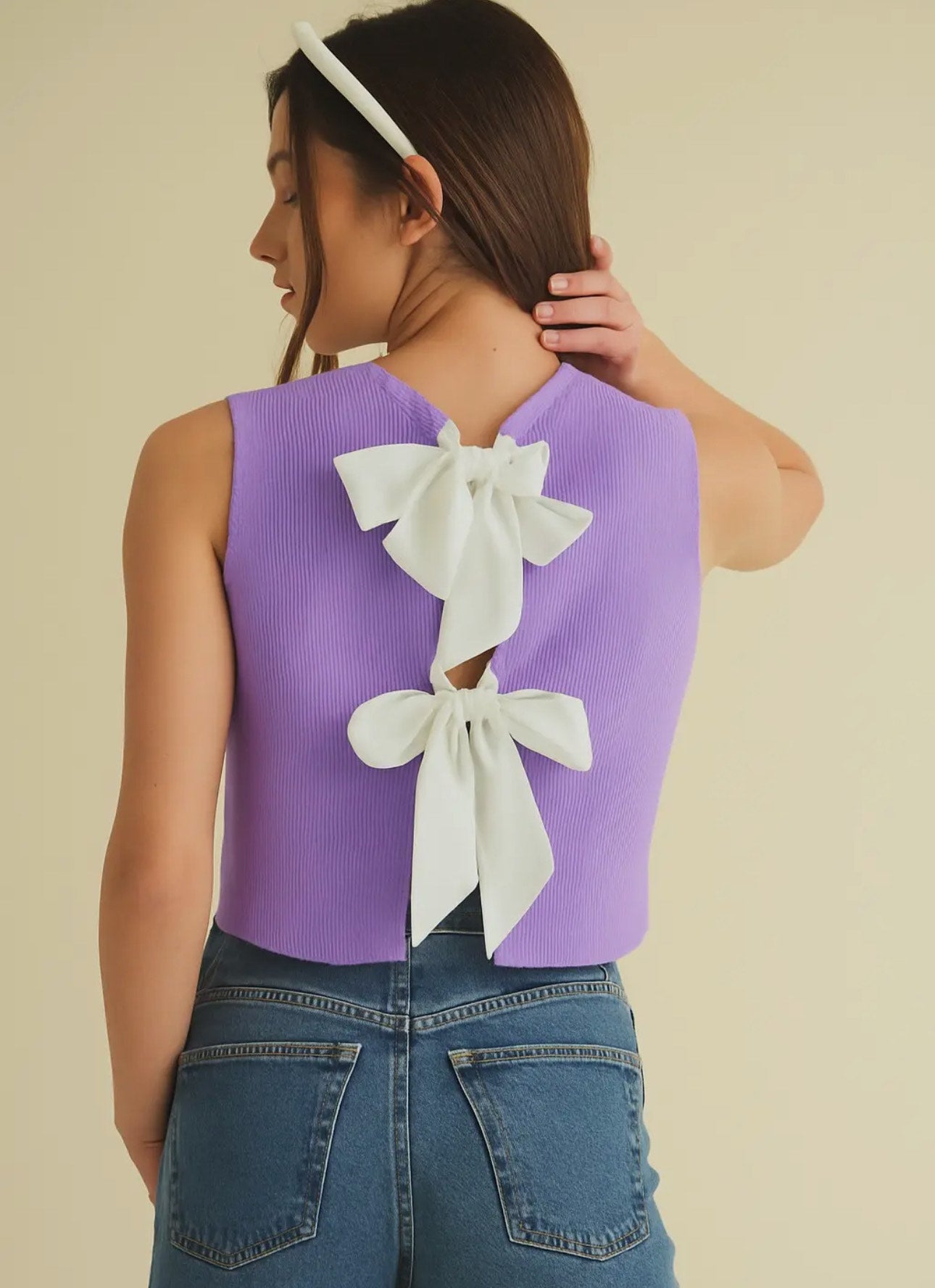 Purple Bow Back Top