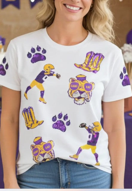 LSU Football Sparkle Top