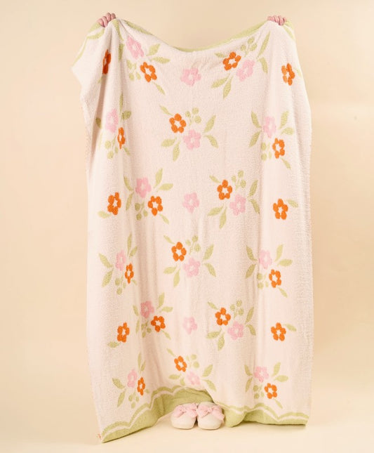 Cozy Dreams Luxe Blanket-Scalloped Floral Pink