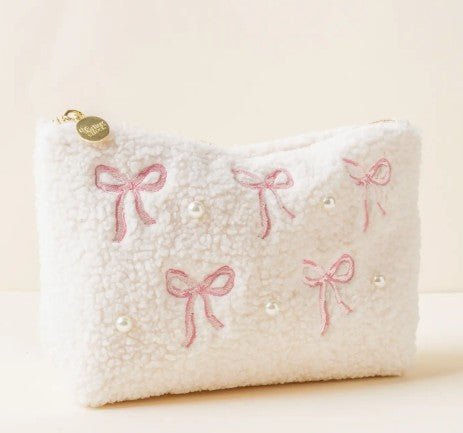 Pink Bow Teddy Pouch