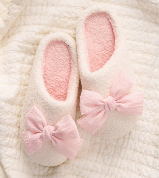 Fuzzy Bow Slippers