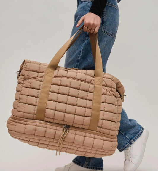 Globetrotter Quilted Nylon Puffer Travel Weekender