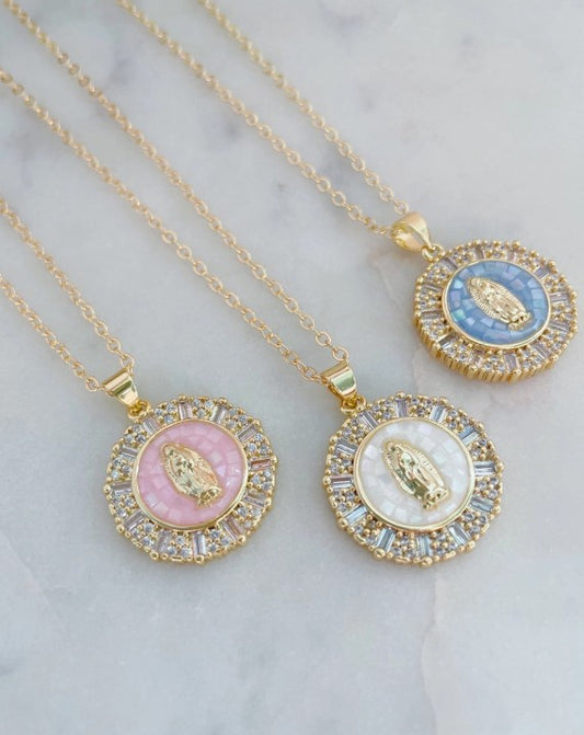 Cream Gold Virgin Mother Necklace