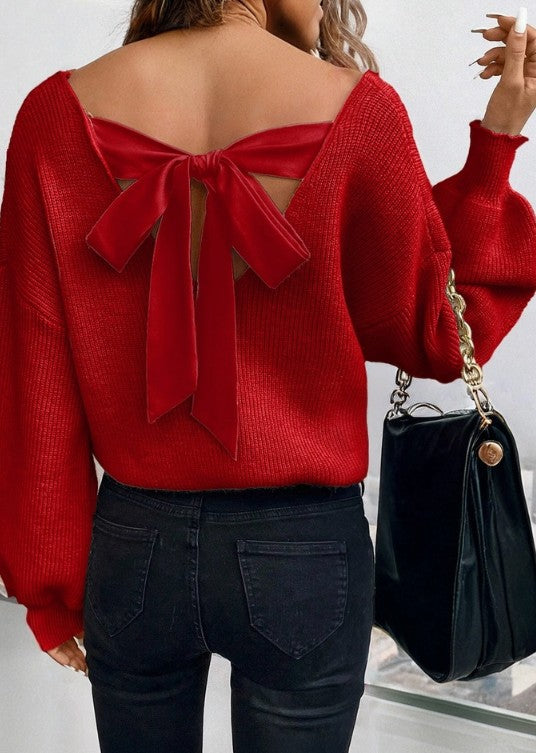 Red Bow Back Sweater