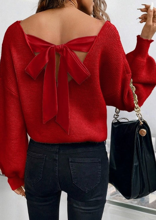 Red Bow Back Sweater