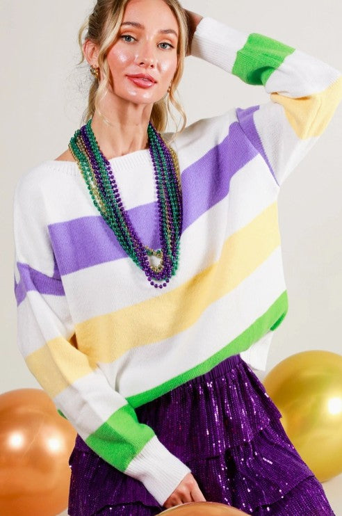 Mardi Gras Striped Top