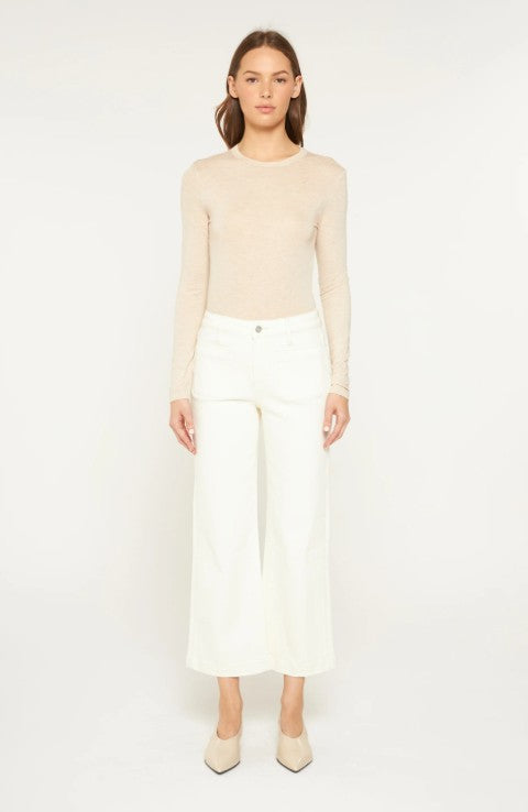 High rise Crop Flare White Denim