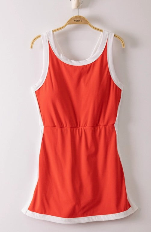 Red Athletic Dress with Built in Shorts