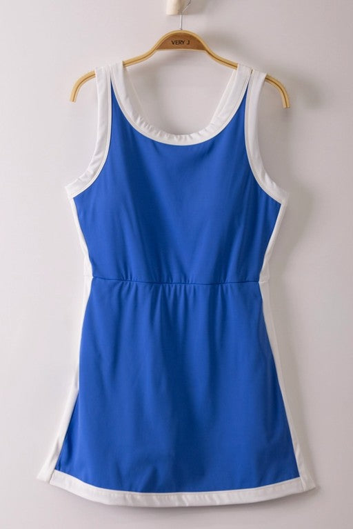 Blue Athletic Dress with Built in Shorts