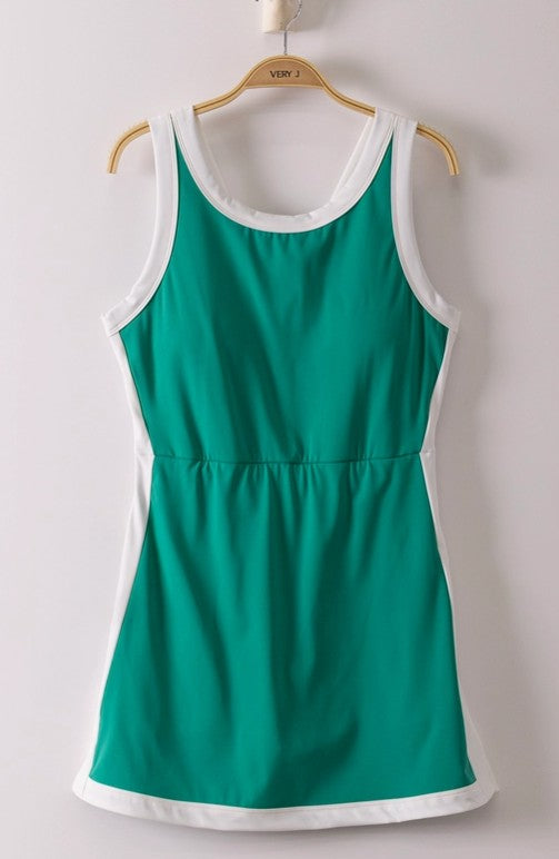 Green Athletic Dress with Built in Shorts