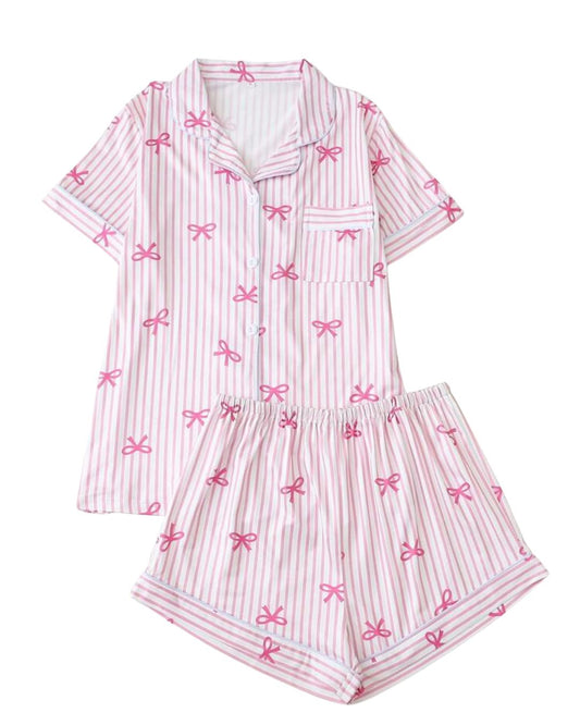 Pink Bow Pajama Set